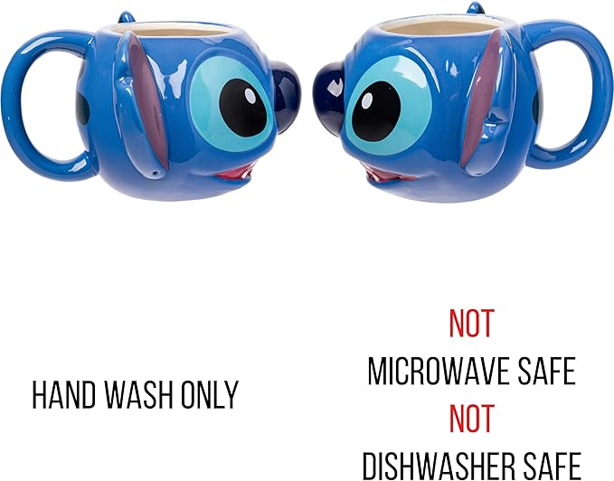 Silver Buffalo Disney Lilo and Stitch Ceramic 3D Sculpted Mug Featuring Stitch, 24 Ounces