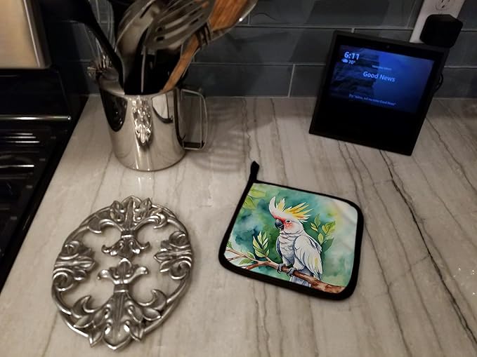 Caroline's Treasures Cockatoo Pair of Pot Holders Kitchen Heat Resistant Pot Holders Sets Oven Hot Pads for Cooking Baking BBQ, 7 1/2 x 7 1/2