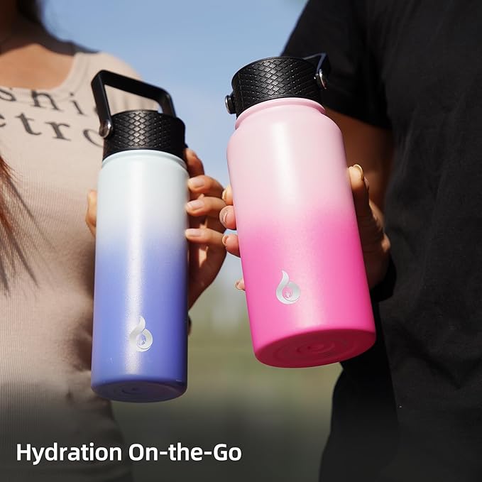 BJPKPK Insulated Water Bottles with Straw Lid, 40oz Stainless Steel Water Bottles with 3 Lids, BPA Free Leakproof Thermo, Tumblers, Cups for Sports, Gym- Turquoise