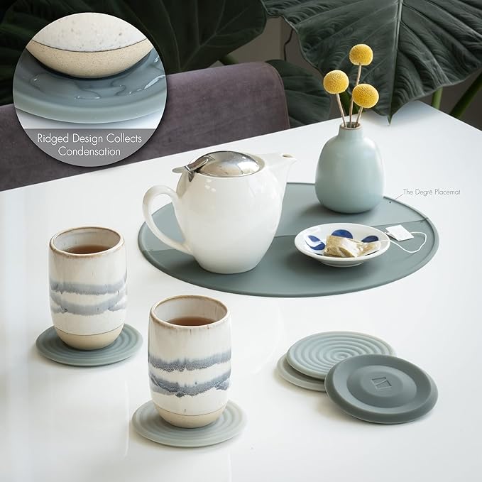 LINE+ARC Extra Thick Silicone Coasters Waterproof Anti-Stain Heat-Safe Dishwasher-Safe Degrē Coasters XL (Set of 6 Joshua Tree) Outdoor Rubber Mid-Century Modern