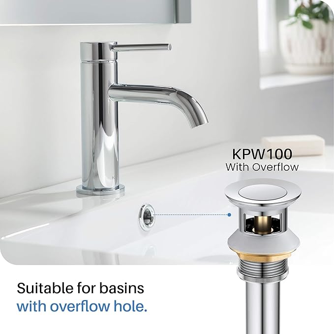 KIBI KBF1010 Solid Brass Single Handle Single Hole Circular X Faucet for Bathroom Sink with Pop Up Drain | High Arc Faucet Spout | Chrome Finish | Corrosion and Rust Resistant