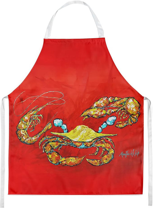 Caroline's Treasures Seafood Sandwich Crab Shrimp Crawfish Apron Cooking Kitchen Server Baking Crafts Gardening for Adult Women Men, Unisex, Large, Multicolor