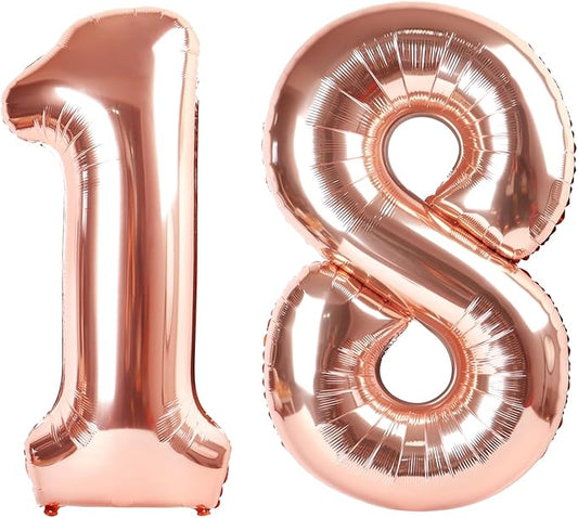 Number 18 Balloon, 18 Balloons for Birthday Party, 40 Inch 81 Number Balloons, Rose Gold Digital Balloons for Adult Ceremony Wedding Anniversaries Party
