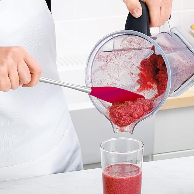 Tovolo Jar Spatula Silicone Long Stainless Steel Handle Scraper Spatula Viva Magenta, Jar Scraper Heat Resistant Dishwasher Safe BPA Free Kitchen Utensil for Scraping Spreading Jelly Peanut Butter
