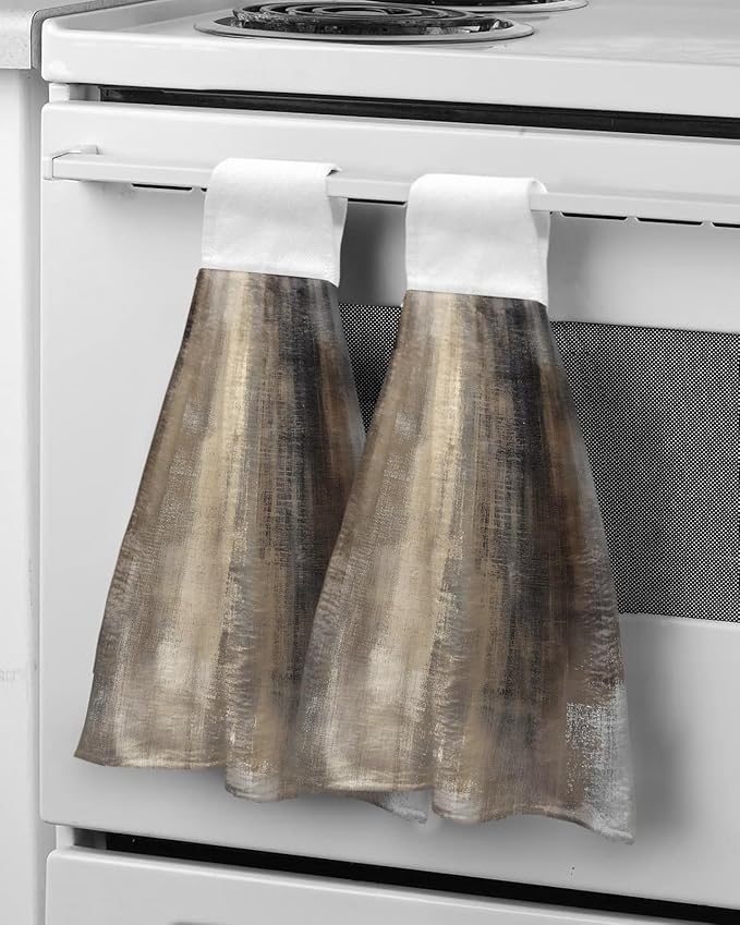 Alandar Home Kitchen Tie Towel Set of 1, Vintage Ombre Oil Painting Absorbent Soft Hand Towels for Bathroom Hanging Towels, Mysterious Rock Texture Fast Drying Cleaning Cloth with Loop