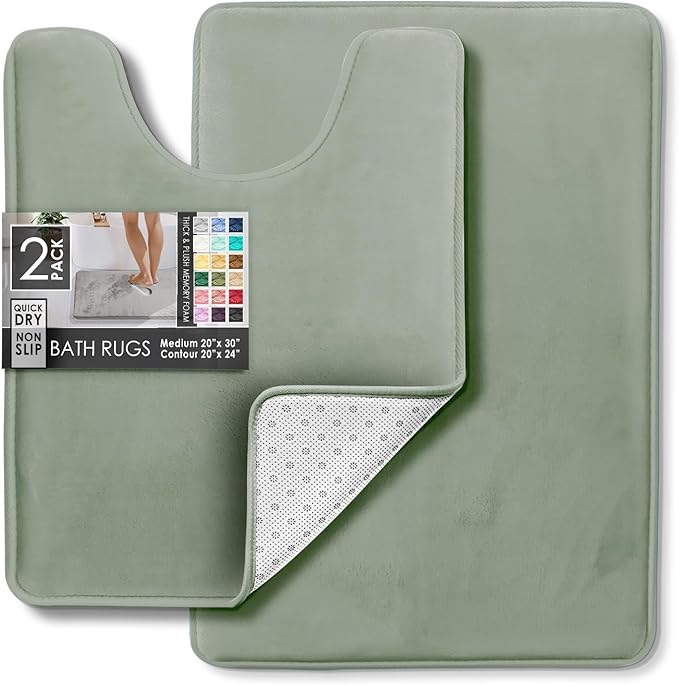 Clara Clark Bathroom Rugs, Velvet Memory Foam Bath Mat, Non-Slip Bath Rugs, Machine Wash, Dries Quickly, Ultra Soft Plush Bath Mats for Bathroom,