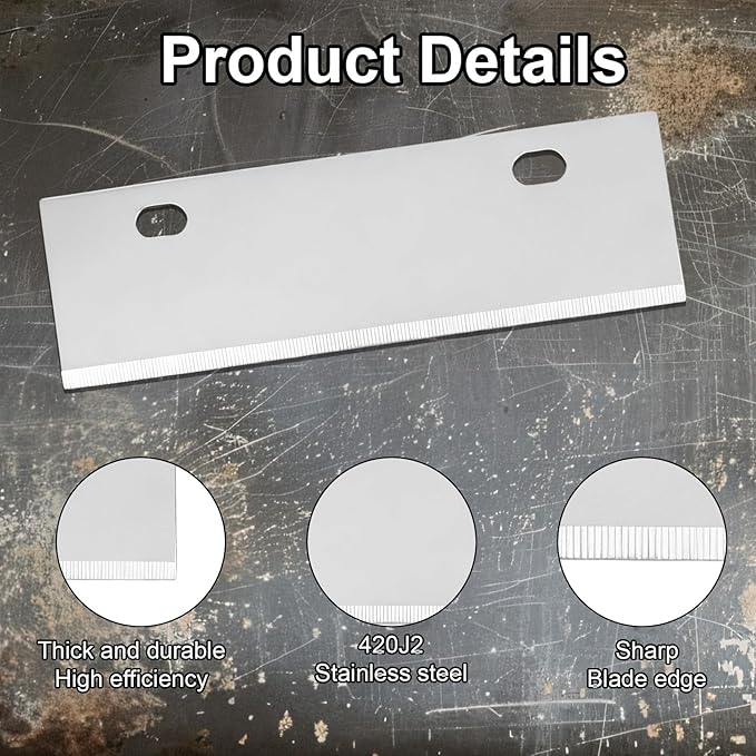 8pcs Grill Scraper Replacement Blades, 15.1x4.4cm/5.94x1.73in Stainless Steel Blades Griddle Cleaning Kit Tool for Griddle & BBQ Grill Scraper