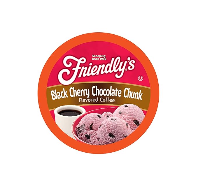 Friendly's Coffee Pods, Cherry Chocolate Ice Cream Flavored for Keurig K Cup Brewers, Black Cherry Chocolate Chunk, 40 Count (Pack of 1)