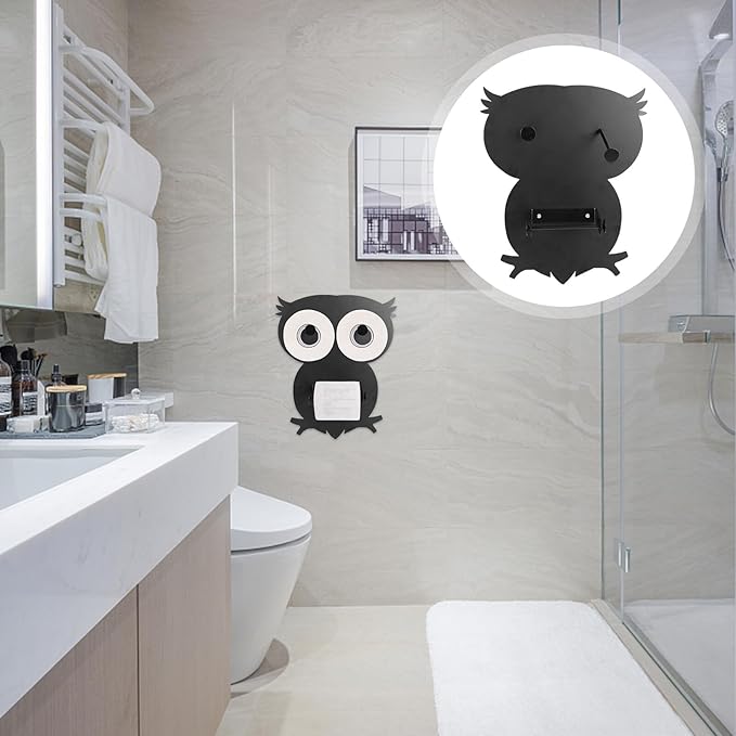 BESPORTBLE Owl-Shaped Iron Tissue Rack Paper Towel Holder with Smooth Finish Space-Saving Bathroom and Kitchen Storage Stand for Home Office Decor