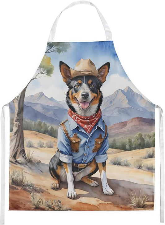 Caroline's Treasures Australian Cattle Dog Cowboy Welcome Apron Cooking Kitchen Server Baking Crafts Gardening for Adult Women Men, Unisex, Large, Multicolor