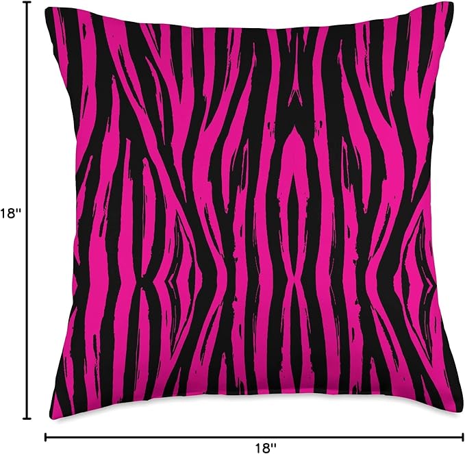 Pink Zebra Pattern Print Wild Life Safari Animal Throw Pillow