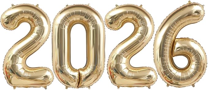 Champagne Gold 2026 Balloons, 40 Inch 2026 Number Balloon Foil New Year Balloon Numbers for New Years Eve Party Graduation Party Decoration