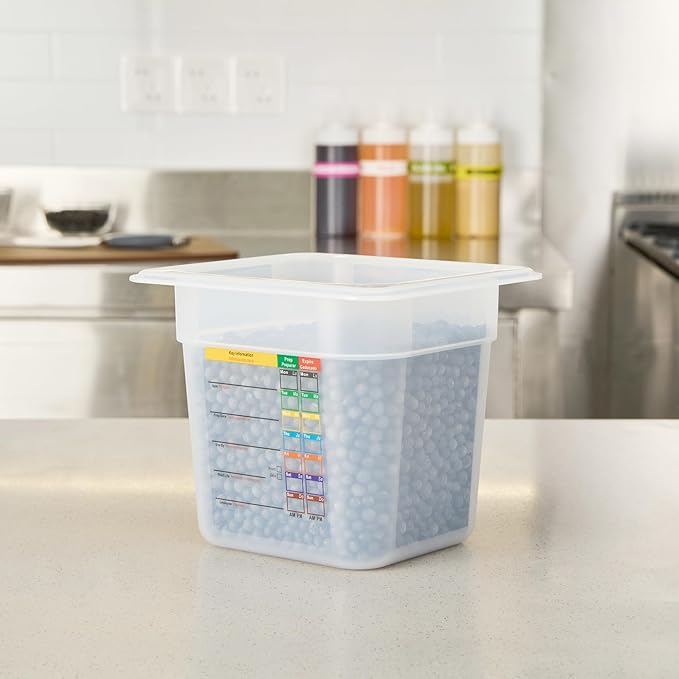 Restaurantware Food Storage Container 10 Pack of 6.8 x 4.2 x 5.9 Inches Plastic Stackable Storage Box White Reusable Label Container Dishwasher Safe For Restaurants And Kitchens