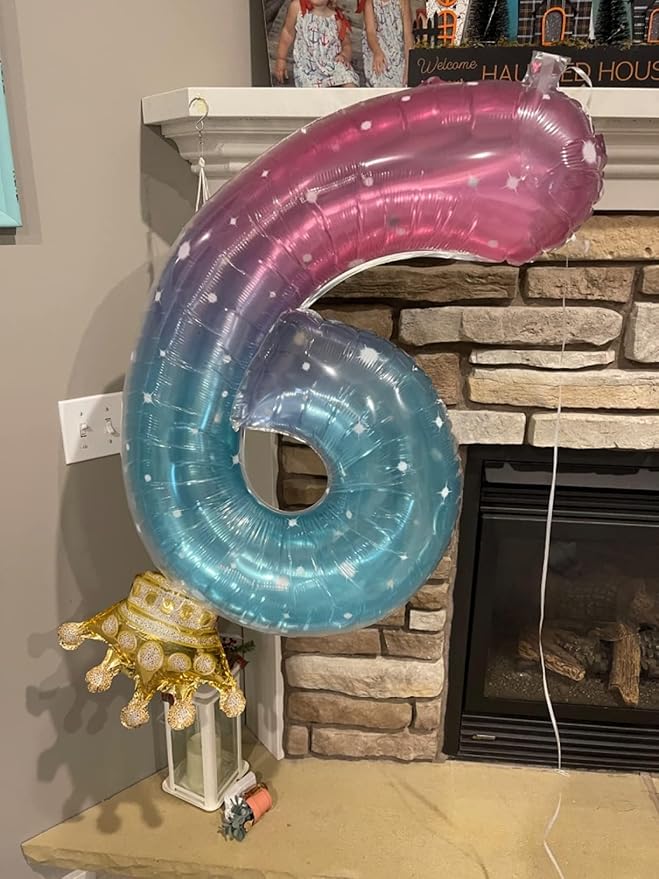40 Inch Number 7 Balloon, 6 7 Birthday Decorations, Pink Purple Blue Seven Birthday Decor, 7 17 27 70 Year Old Balloon Number for Engagement, Wedding, Graduations