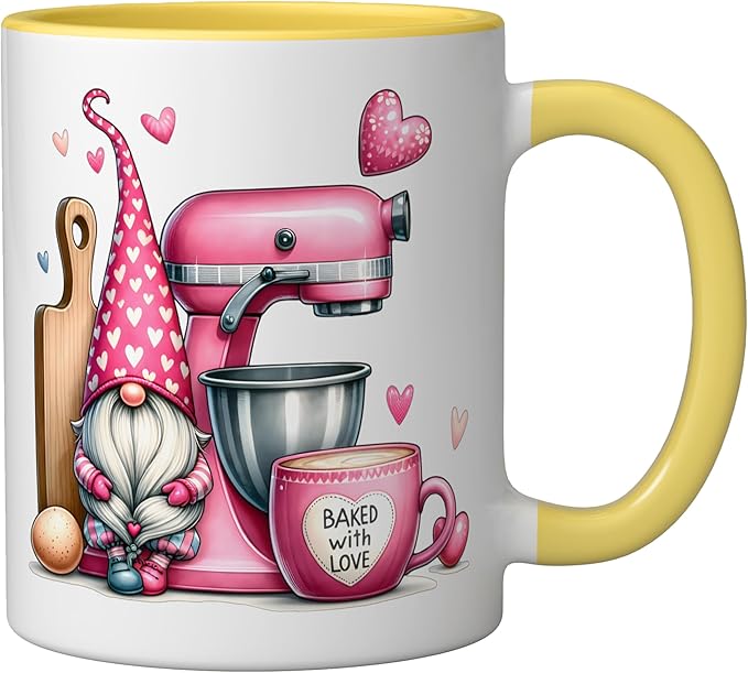 Baker Cute Baking Pastry Chef Bake Love Bakery Owner Ceramic Mug, Yellow/White