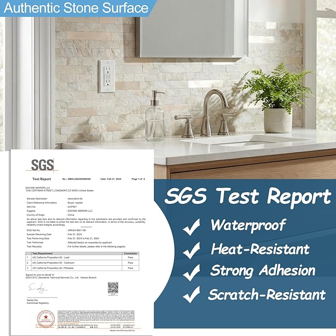 Yipscazo 2026 New Upgrade Peel and Stick Backsplash, Stick on Backsplash Tiles for Kitchen, Bathroom, Fireplace (10 Sheets, Beige Rocks)
