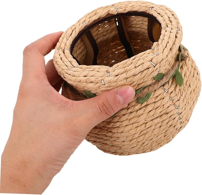 Luxshiny Woven Flower Basket Vase Handmade Decorative Floor Vase with Nordic Design for Organizing Items Unique Tabletop Planter for Living Room Study Room