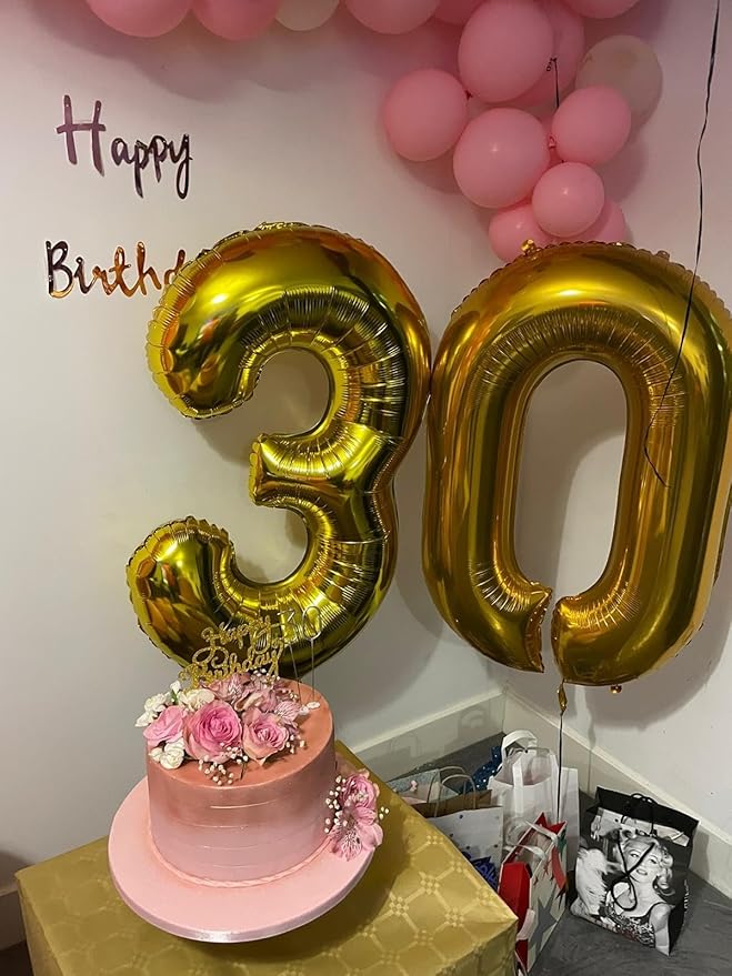 40 Inch Numbers Balloon, 4 Gold Ballon for 4th 14 40 44 Birthday Party, Balloon 4 Number for Graduations Wedding Party Baby Shower