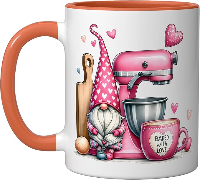 Baker Cute Baking Pastry Chef Bake Love Bakery Owner Ceramic Mug, Orange/White