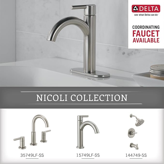 Delta Nicoli (1-Pack) Toilet Paper Holder SpotShield Brushed Nickel Tissue Roll Holder for Bathroom Organization and Storage Pivoting Toilet Tissue Holder Wall Bathroom Accessories NIC50-DN
