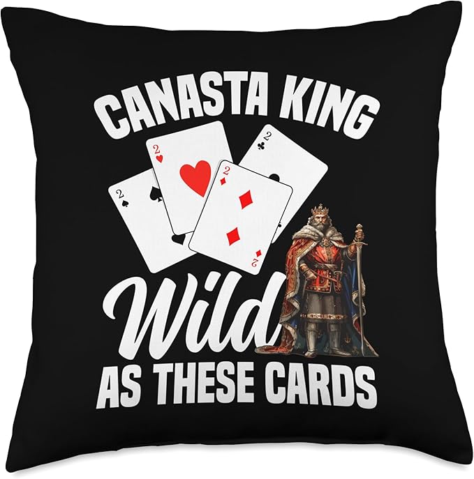 Canasta King Card Game Set Tray Score Sheet Canasta Throw Pillow