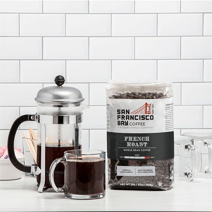 San Francisco Bay Whole Bean Coffee - French Roast (2lb Bag), Dark Roast (Pack of 6)