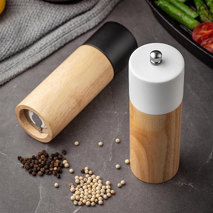 Pepper Mill Grinder Manual Pepper Grinder Wooden Salt and Pepper Mill Multi-Purpose Cruet Kitchen Tool With Ceramic Grinder for Kitchen Household for Home, Barbecue, Party (Color : 1) (Brass )
