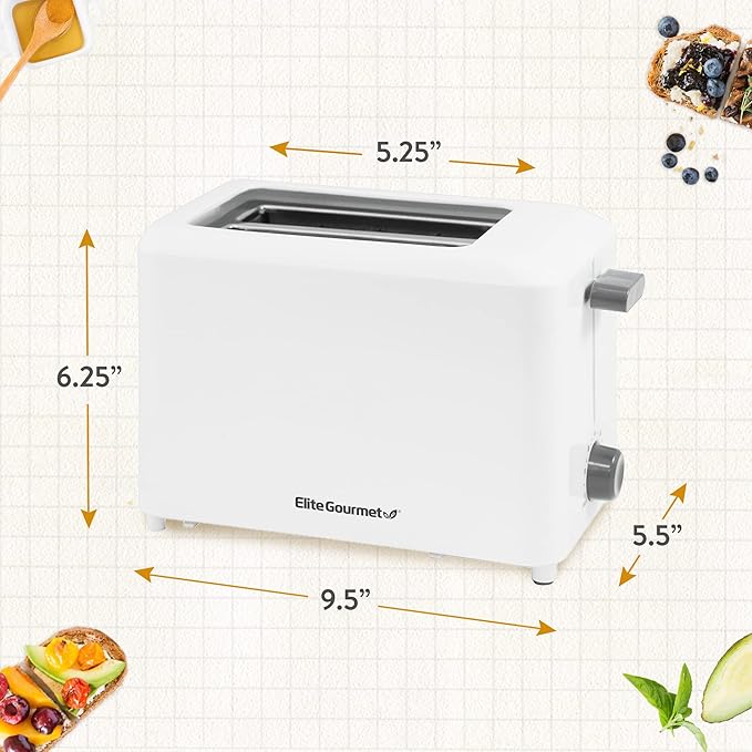 Elite Gourmet ECT-1027 Cool Touch Toaster,7 Toast Settings Cancel Functions,Slide Out Crumb Tray,Extra Wide 1.5" Slots for Bagels Waffles Specialty Breads,Puff Pastry,Snacks,White,(Pack of 8)