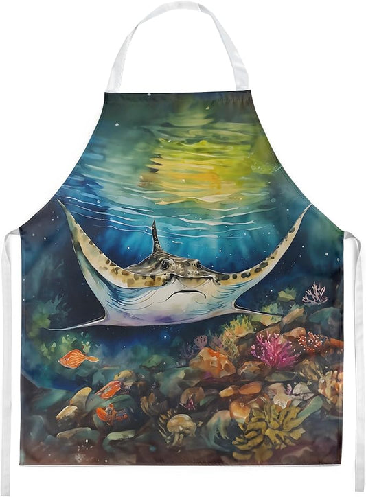 Caroline's Treasures Sting Ray Apron Cooking Kitchen Server Baking Crafts Gardening for Adult Women Men, Unisex, Large, Multicolor