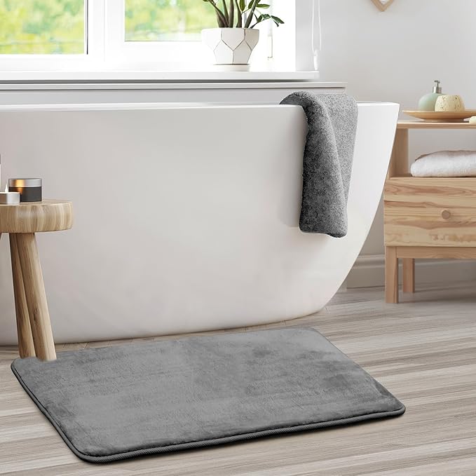 Clara Clark Bathroom Rugs, Velvet Memory Foam Bath Mat, Non-Slip Bath Rugs, Machine Wash, Dries Quickly, Ultra Soft Plush Bath Mats for Bathroom,