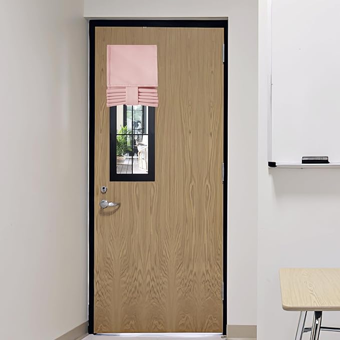 RYB HOME Door Curtain for Classroom Small Window, Privacy Protect Drapes, 8 Inches Wide Room Darkending Curtains 36 Inches Long Blocks Views, Orange Pink, 1 Panel