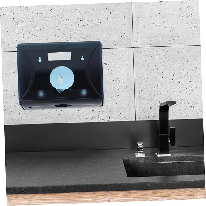 SOLUSTRE Wall-Mounted Paper Towel Dispenser Dark Multi-Towel Holder for Kitchen Bathroom and Office Space-Saving Touchless Paper Tissue Holder Capacity for Easy Access