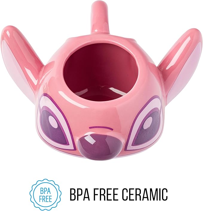 Silver Buffalo Disney Lilo and Stitch Ceramic 3D Sculpted Mug Featuring Angel, 20 Ounces