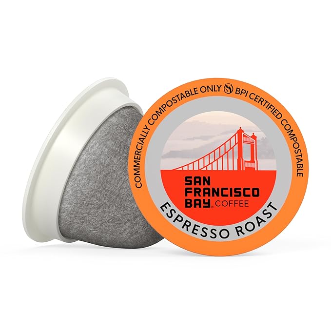 San Francisco Bay K-Cup Coffee Pods, Espresso Roast (80 ct), Medium-Dark Roast, Commercially Compostable Single-Serve Coffee Pods