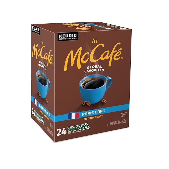 McCafe Paris Café, Single Serve Coffee Keurig K-Cup Pods, Medium Roast Coffee, 96 Count (4 Packs of 24)