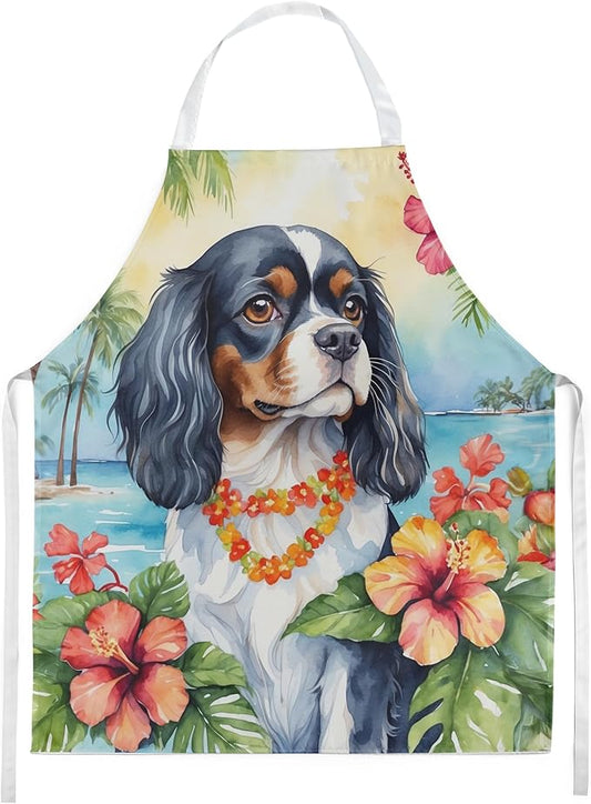 Caroline's Treasures Cavalier Spaniel Luau Apron Cooking Kitchen Server Baking Crafts Gardening for Adult Women Men, Unisex, Large, Multicolor
