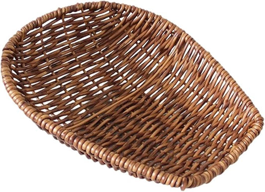 Generic Imitation Rattan Basket for Organizing Bin Multifuctional Organizer,Snack Storage Vanity Tray for Coffee Table, Bar, S