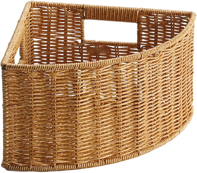 Corner Storage Basket Triangle Storage Box Lightweight with Handle Space Saving Accessory Organizer for Bathroom Magazines , S