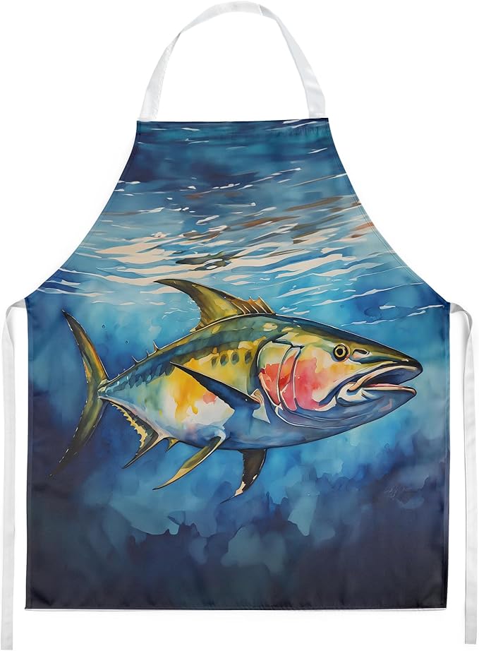 Caroline's Treasures Yellowfin Tuna Apron Cooking Kitchen Server Baking Crafts Gardening for Adult Women Men, Unisex, Large, Multicolor