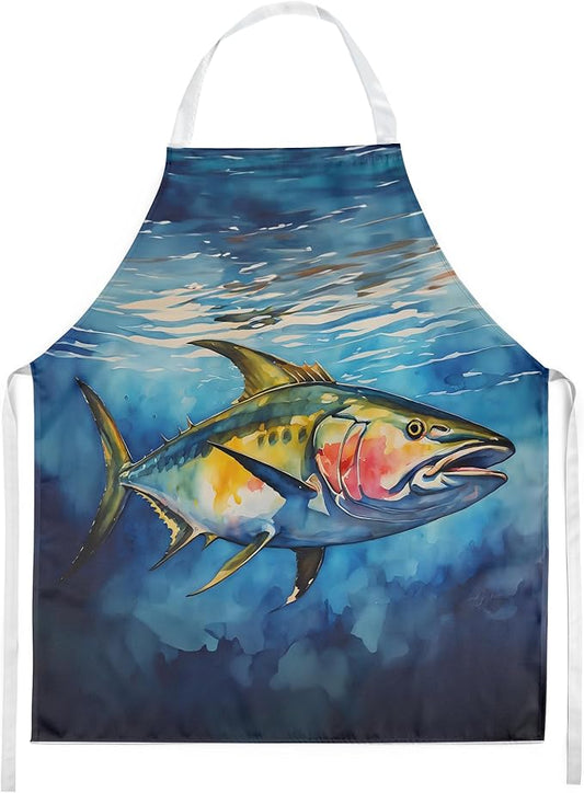 Caroline's Treasures Yellowfin Tuna Apron Cooking Kitchen Server Baking Crafts Gardening for Adult Women Men, Unisex, Large, Multicolor