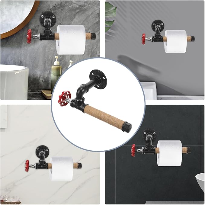 Angoily Wall Mount Paper Towel Holder Rustic Industrial Style Kitchen Towel Dispenser Sturdy Design Versatile Storage for Bathroom and Kitchen Easy Assembly Decor