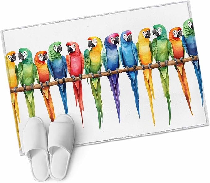 Area Rug 2x3ft, Funny Watercolor Parrot Washable Rugs for Living Room Bedroom, Red Green Blue Gradient Bird Soft Non-Slip Area Rugs Rectangle Floor Carpet for Dining Room