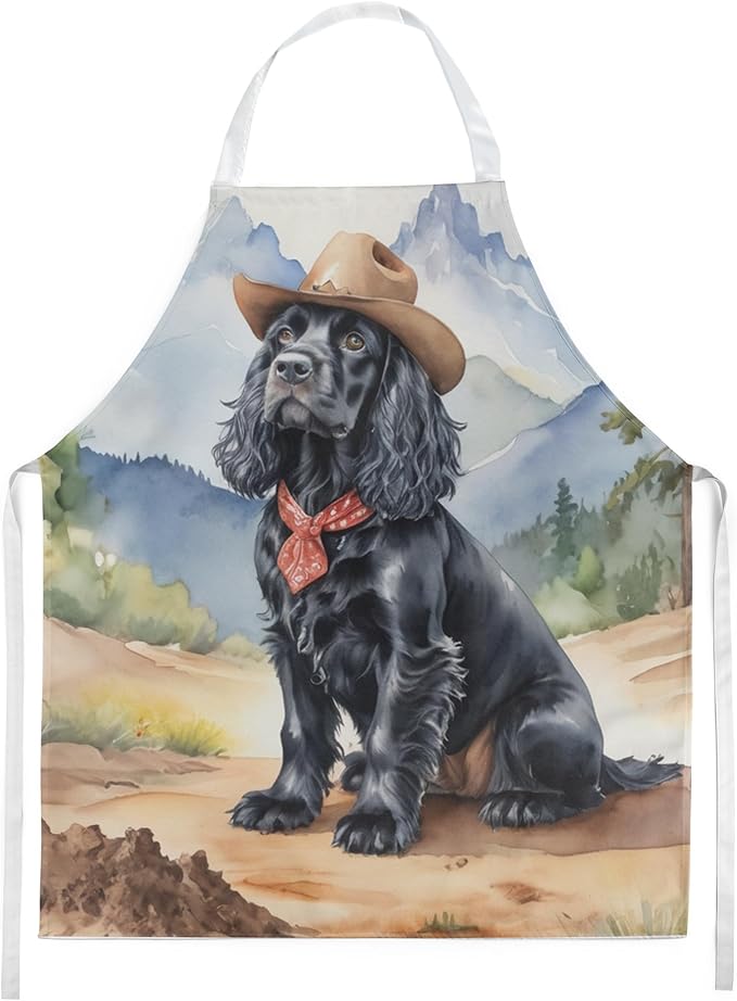 Caroline's Treasures Cocker Spaniel Cowboy Welcome Apron Cooking Kitchen Server Baking Crafts Gardening for Adult Women Men, Unisex, Large, Multicolor