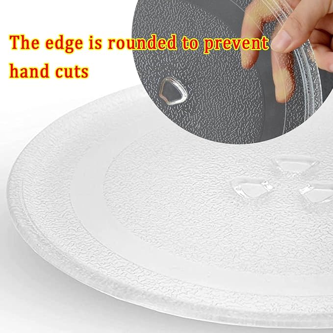 LIGUOYI Round Microwave Glass Turntable Plate with 3 Fixtures, Scratch-Resistants Microwave Glass Plate, 24.5cm 27cm 31.5cm Replacement Microwave Glass Tray, 360° Microwave Turntable Ring