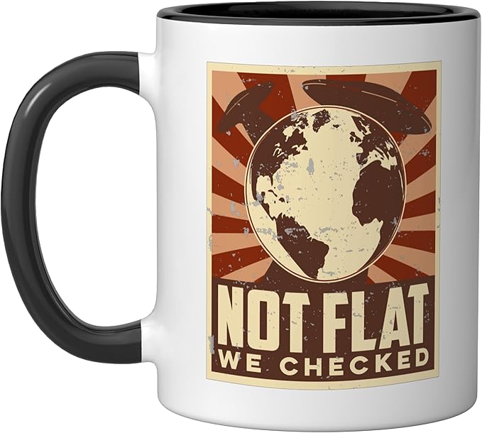 Ufo Alien Not Flat We Checked Ceramic Mug, Black/White
