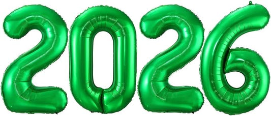 Green 2026 Balloons, 40 Inch 2026 Number Balloon Foil New Year Balloon Numbers for New Years Eve Party Graduation Party Decoration