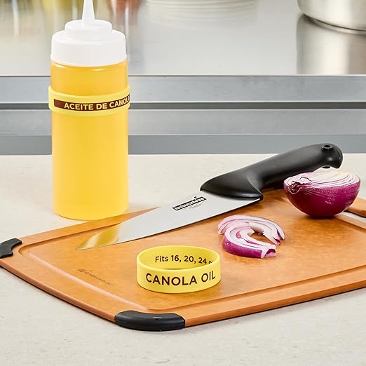Restaurantware Silicone Squeeze Bottle Band 10 Count 2.75 Inch Dishwasher Safe Condiment Identification Band, Canola Oil Yellow Non-Slip Label Band for Condiment Labeling at Restaurants, Food Trucks