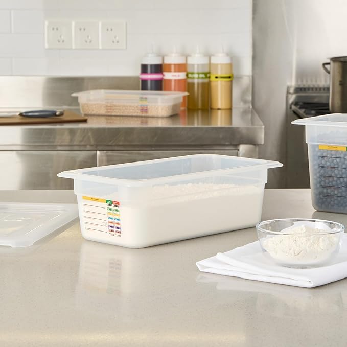 Restaurantware Food Storage Container 10 Pack of 12.7 x 6.8 x 3.9 Inches Plastic Stackable Storage Box White Reusable Label Container Dishwasher Safe For Restaurants And Kitchens