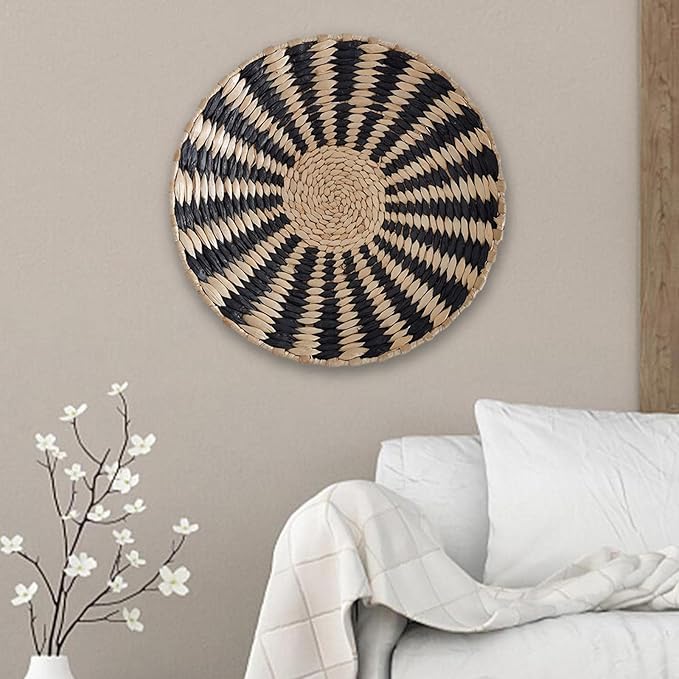Duiaynke Woven Decor, Hanging Baskets Unique Tapestry for Hallway Bedroom Living Room Home Decorations (Black 20cm)