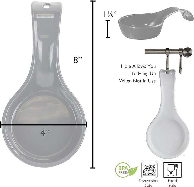 Reston Lloyd Kitchen Counter Utensil Spoon Rest, Ladles, Spaghetti Forks, & Spatulas, Durable BPA-Free Plastic – Dishwasher Safe, Décor, Space Saving Hanging Hole on Handle, Aqua